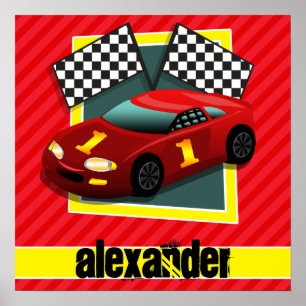 Poster Voiture Red Race; Scarlet Red Strips
