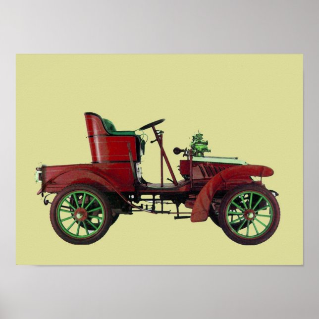 POSTER VOITURE RETRO ROUGE / RESTAURATION AUTO - AUTOMOBI (Devant)