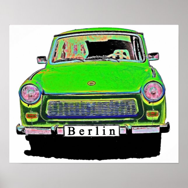 Poster Voiture Trabant en Vert, Berlin (Devant)