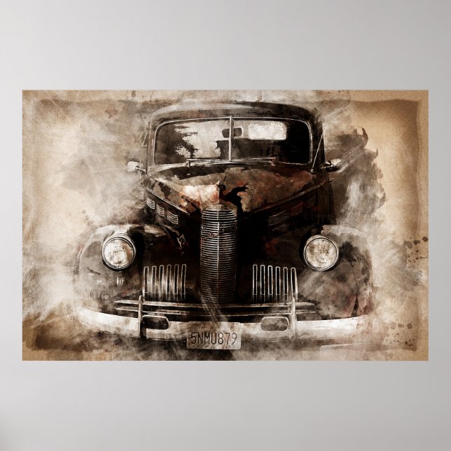 Poster Voiture vieille minuterie (Devant)