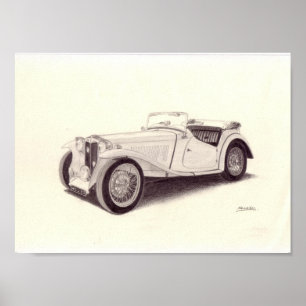 Poster Voiture vintage : COMITÉ TECHNIQUE DE MG