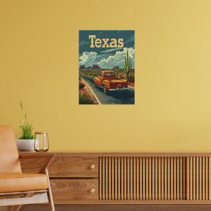 Poster Voiture Vintage du désert du Texas