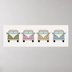 Poster Voitures de camping-car rétro vintage