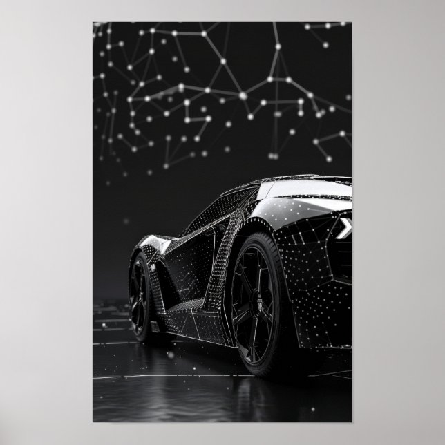 Poster Voitures modernes noires élégantes protégées par l (Devant)