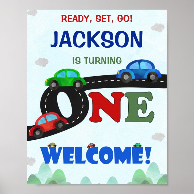 Poster Voitures signe de fête de bienvenue Chauffeur 1er  (Devant)