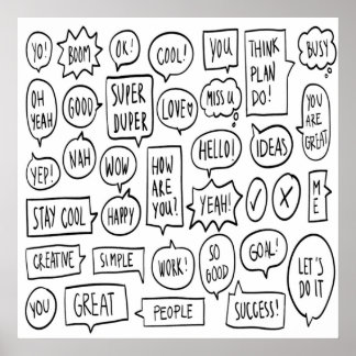 Poster Voix Texte Bulle Conversation Messages Vie Idées C