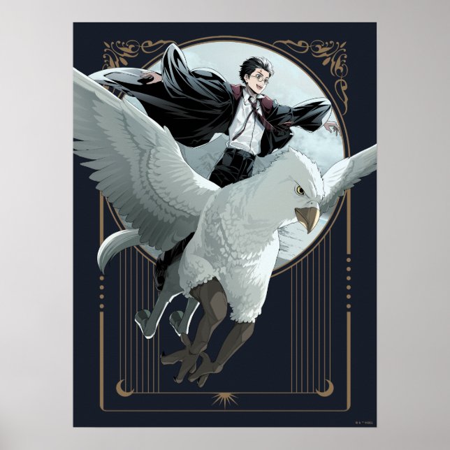 Poster Vol Anime HARRY POTTER™ avec Buckbeak (Devant)