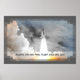 Poster Vol Dernier Atlantis Space Shuttle STS-135