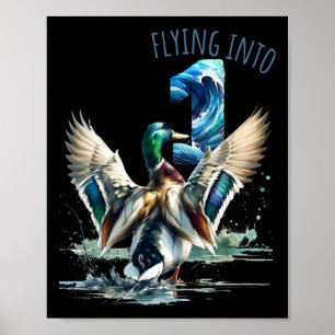 Poster Vol en 1 Chasse au canard 1er anniversaire fête 1 