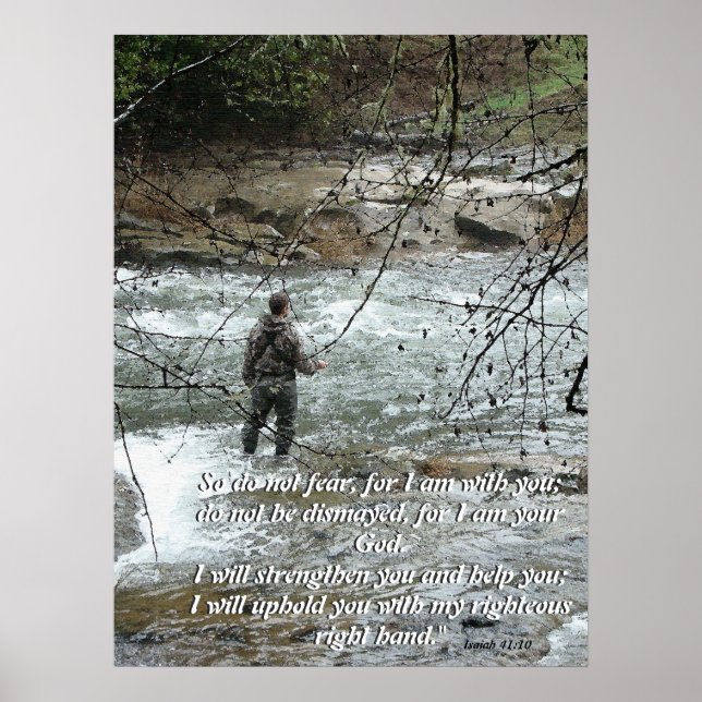 Poster Vol Fisherman River Isaiah 41:10 Faith Imprimer (Devant)
