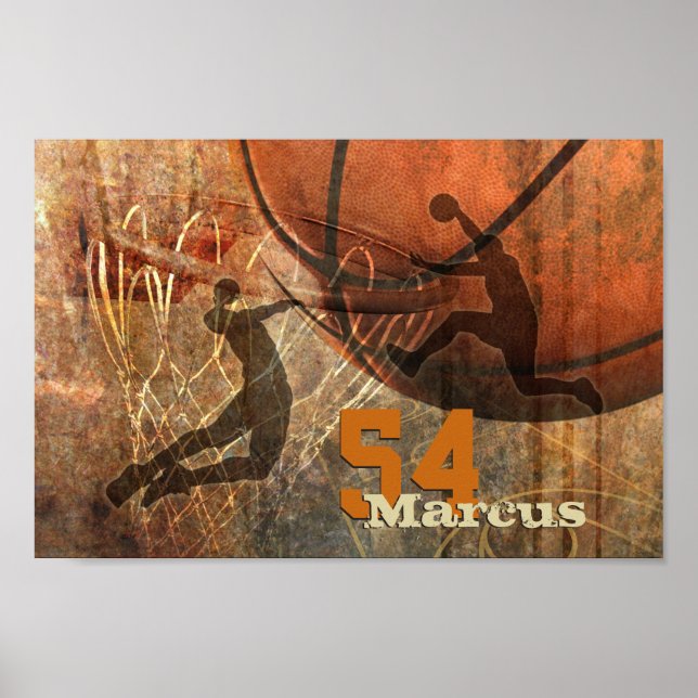 Poster vol vers le noeud de basket-ball masculin hoop (Devant)