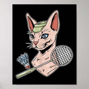 Poster Volant de badminton drôle pour chat Devon Rex
