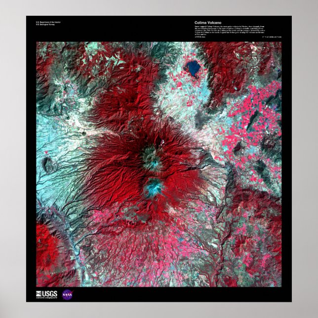 Poster Volcan Colima Mexique (Devant)