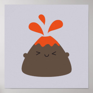 Poster Volcan heureux de Kawaii