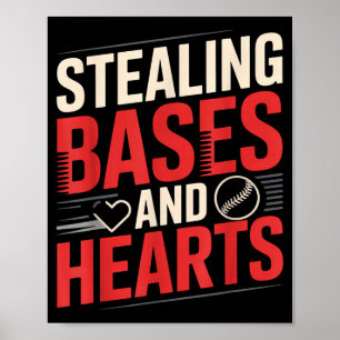 Poster Vole de bases et de cœurs Jeux de mots sur le base