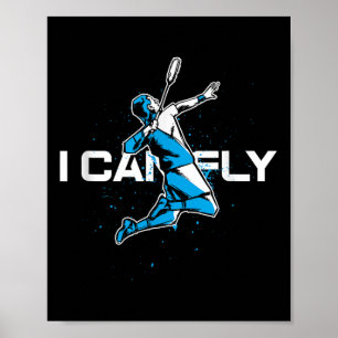 Poster Voler Badminton Joueur Navette Trainer Racket Spor