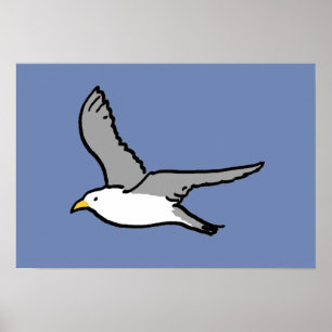 Poster Voler Seagull. Un oiseau en vol