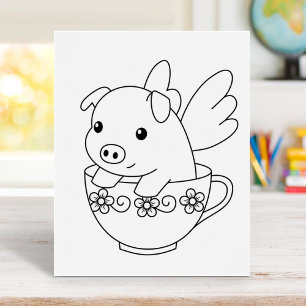Poster Voler un cochon dans une page de coloriage Teup