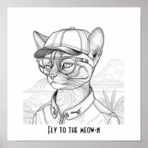 Voler vers le meow-n Abyssinian cat art