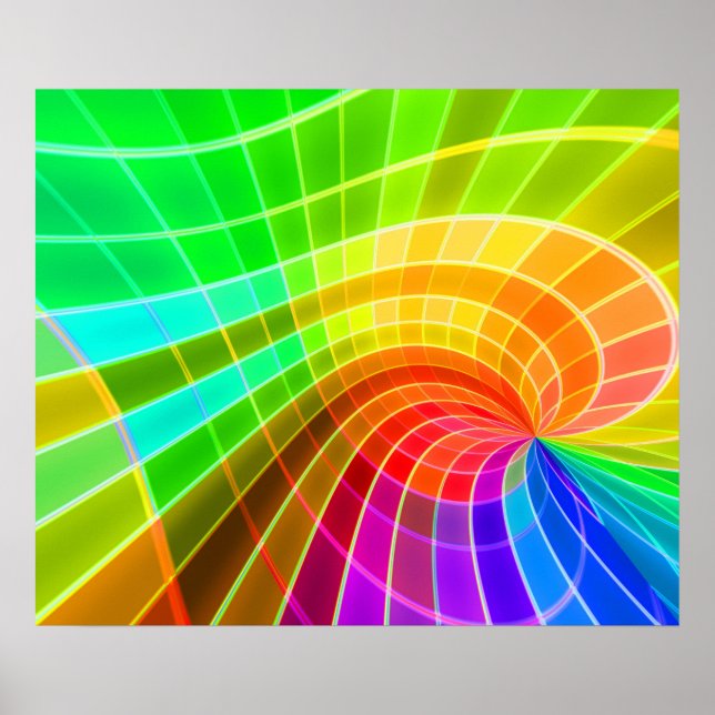 Poster Volet arc-en-ciel géométrique (Devant)