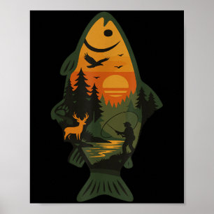 Poster Volet truite Pêche Forêt Extérieure Nature Faune S