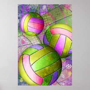 Poster Volley-ball des filles grungy