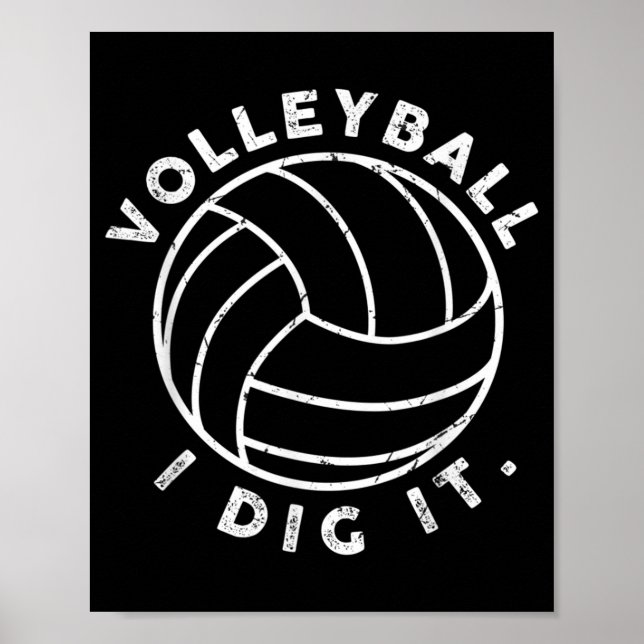 Poster Volley-ball Je Le Creuse Amusant (Devant)