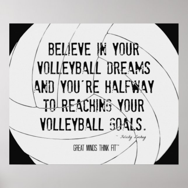 Poster Volley-ball motivationnel Imprimer 020 Noir et bla (Devant)