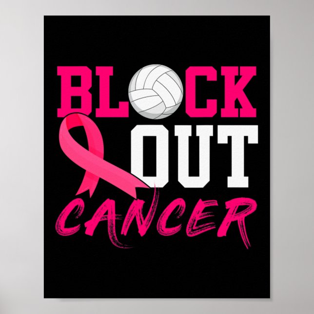 Poster Volleyball Cancer du sein Sensibilisation Bloquer  (Devant)