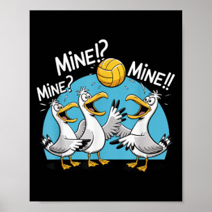 Poster Volleyball de mouette Mine Mine Plage Oiseau Océan