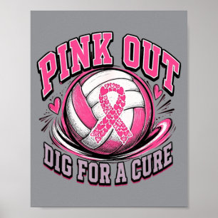 Poster Volleyball Dig For A Cure Sensibilisation au cance