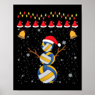 Poster Volleyball Funny Snowman Noël Ornement Noël Xmas K