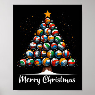Poster Volleyball Noël Arbre Lumières Joli Volleyball P