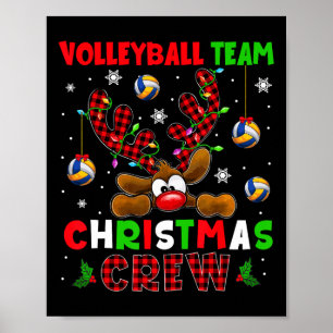 Poster Volleyball Noël Équipe Xmas Reindeer Couleur rouge