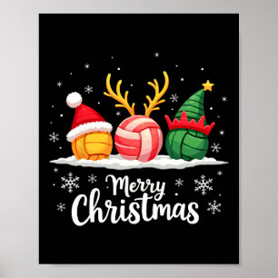 Poster Volleyball Reindeer Père Noël Elf Joyeux Noël Noël