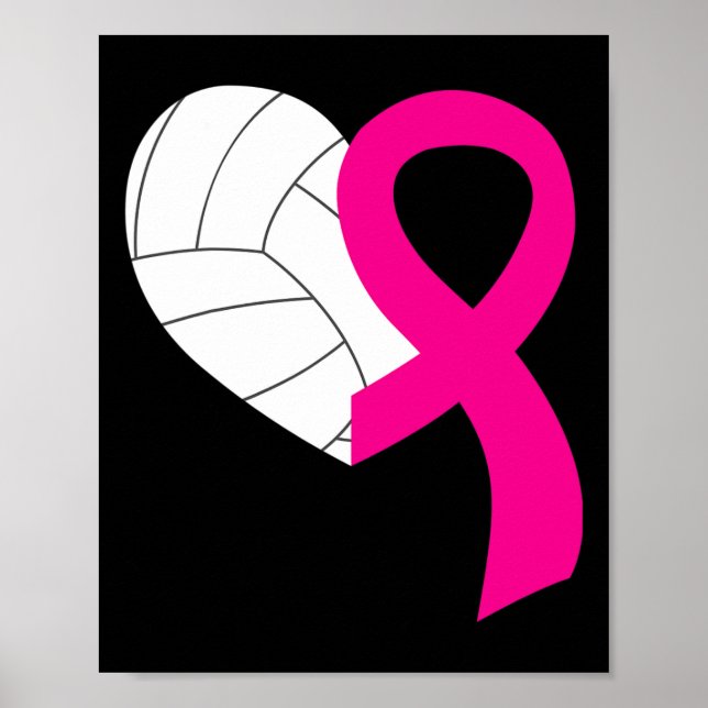 Poster Volleyball rose ruban Cool Cancer du sein Prix (Devant)
