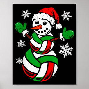 Poster Volleyball Santa Chapeau Bonhomme de Neige Xmas Dr
