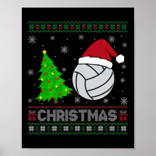 Poster Volleyball Xmas Arbre Éclairage de Noël moche sueu