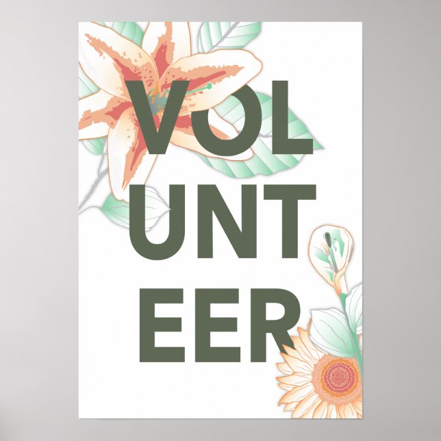 Poster volontaire vintage floral (Devant)