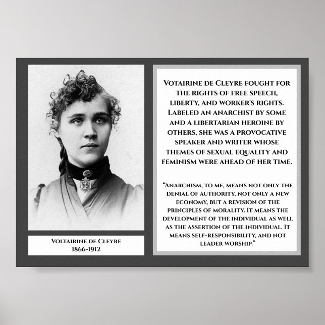 Poster Voltairine de Cleyre Feminist Libertarian Arnarchy (Devant)