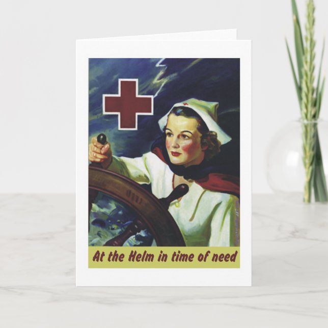 Poster vom Roten Kreuz - Krankenschwester am Helm Karte (Vorderseite)