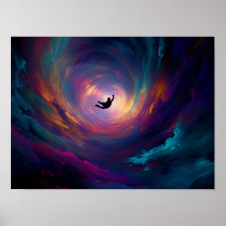 Poster Vortex Cosmique Vibrant avec Art de Silhouette Tom