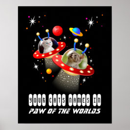 Poster Vos 2 chats dans un Alien vaisseau spatial OVNI Sc