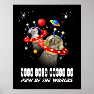Poster Vos 2 chats dans un Alien vaisseau spatial OVNI Sc