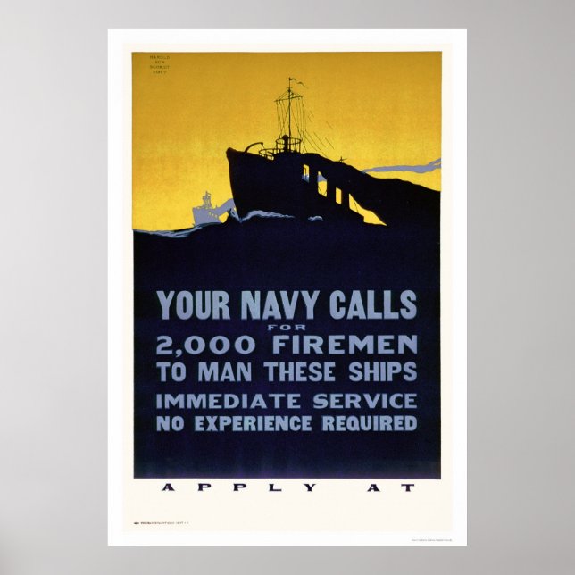 Poster Vos appels de la marine - Besoin de pompiers (US02 (Devant)