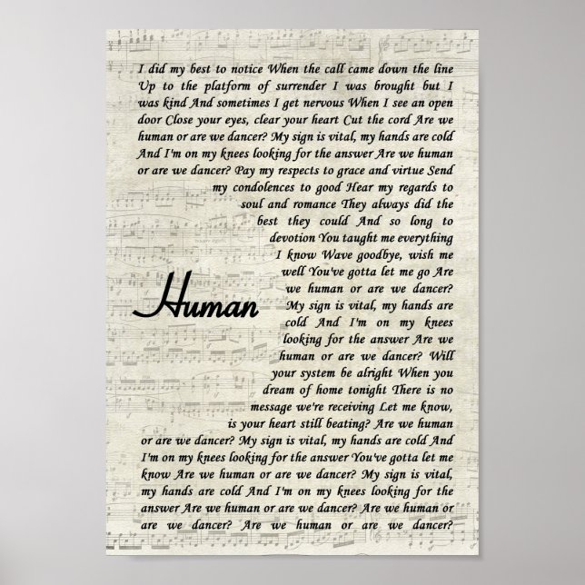 Poster Vos paroles de chanson préférées et de la musique  (Devant)