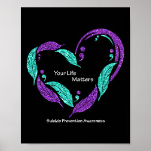 Poster Vos problèmes de vie Semicolon Prévention du suici