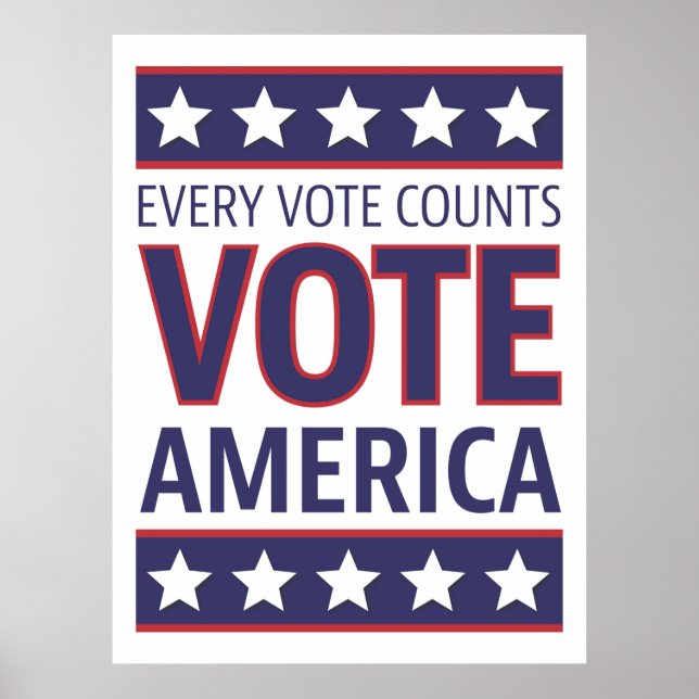 Poster Vote America Chaque Vote Compte (Devant)