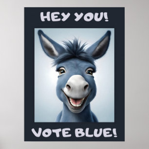 Poster vote âne bleu, élections, politique,