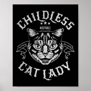 Poster Vote féministe de la dame aux chats sans enfants